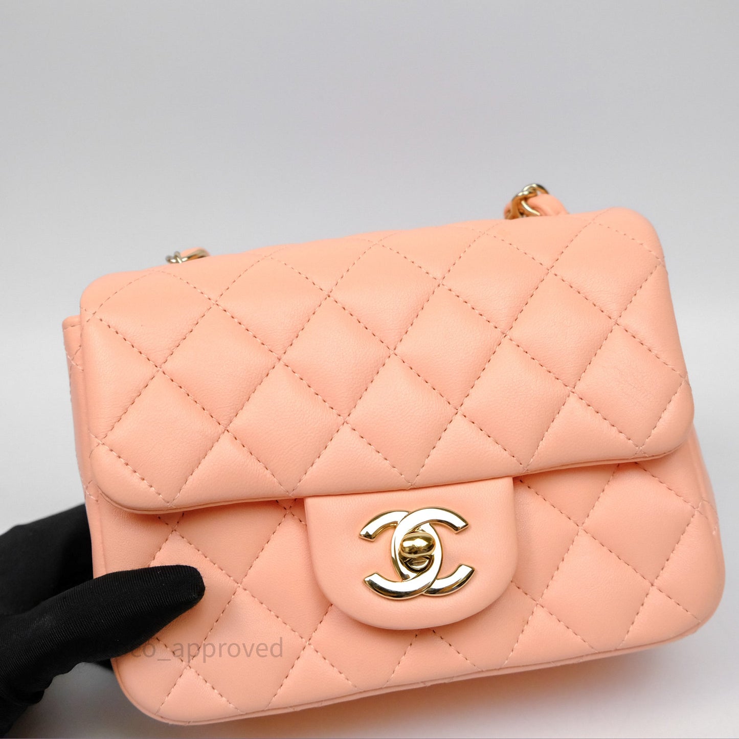 Chanel Mini Square Quilted Orange Claire Lambskin Gold Hardware