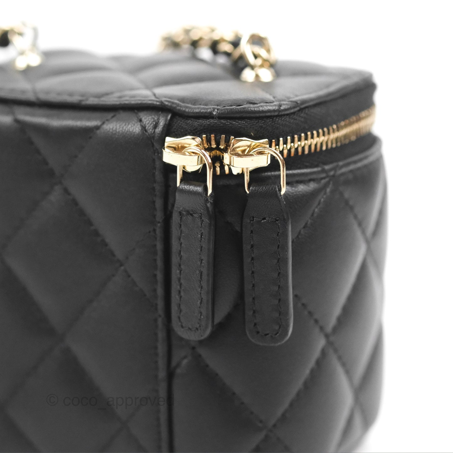Chanel Mini Ball Crush Vanity With Chain Black Lambskin Gold Hardware