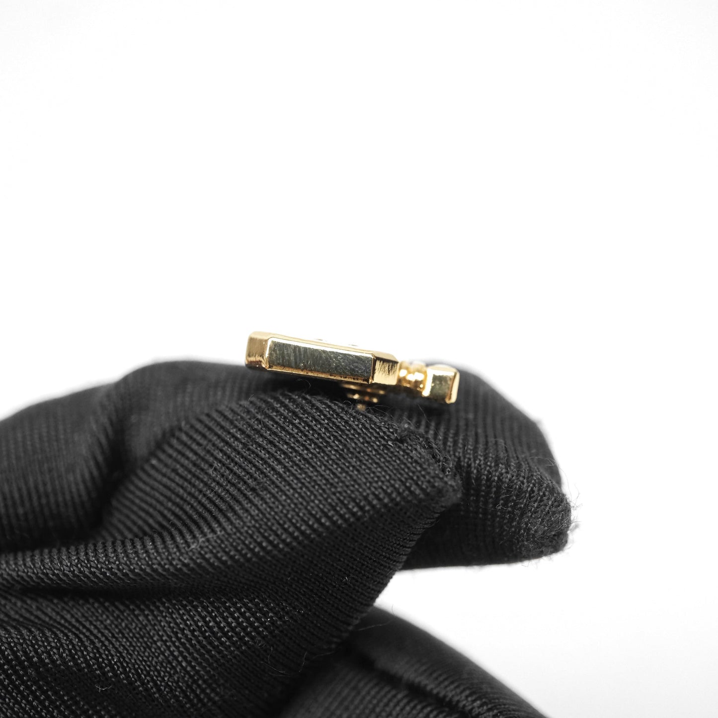 Chanel CC White Perfume Bottle Earrings Gold Tone 25C