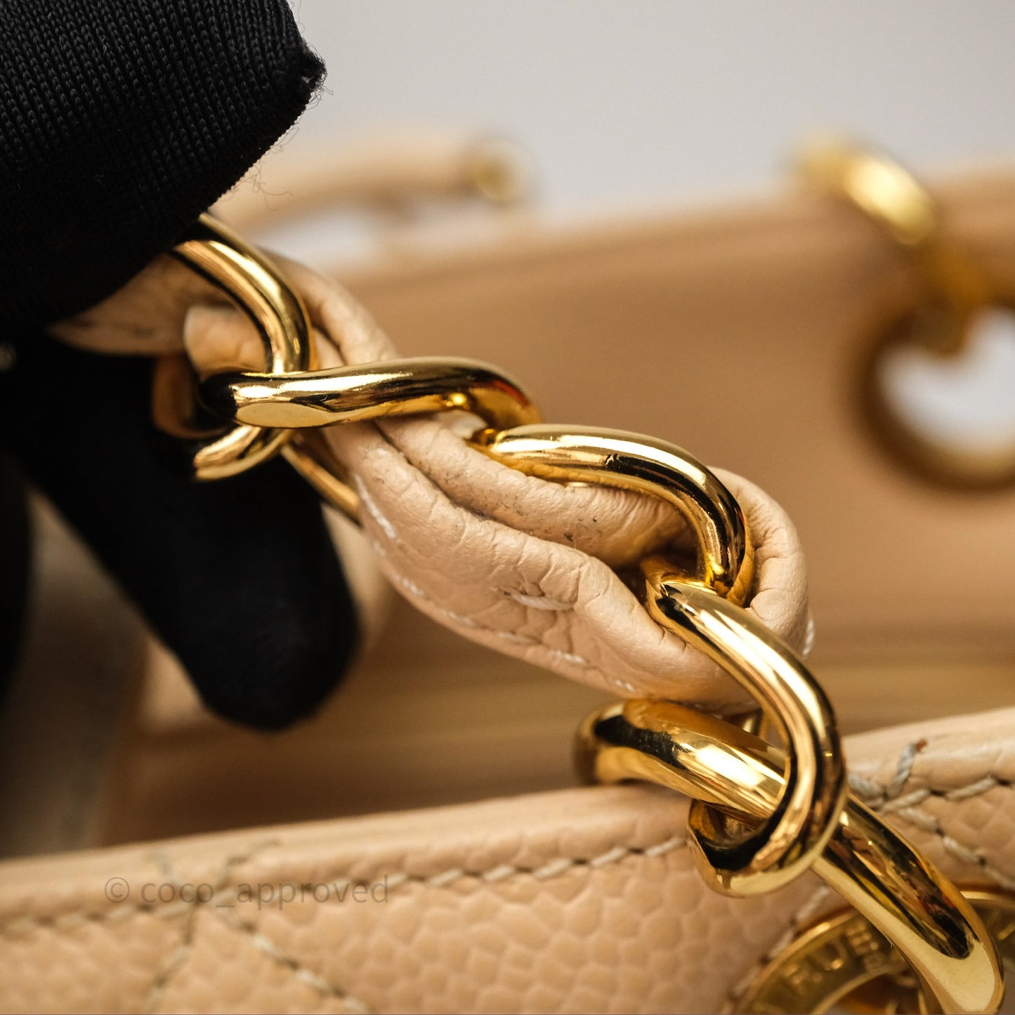 Chanel Vertical GST Beige Caviar Gold Hardware