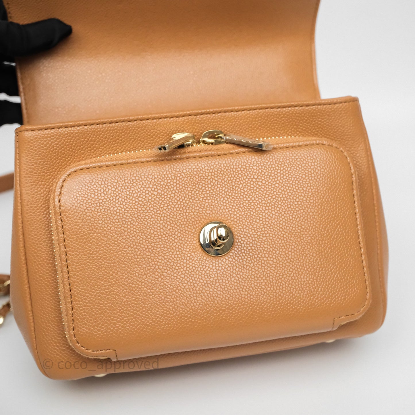 Chanel Quilted Small Business Affinity Flap Caramel Caviar Gold Hardware