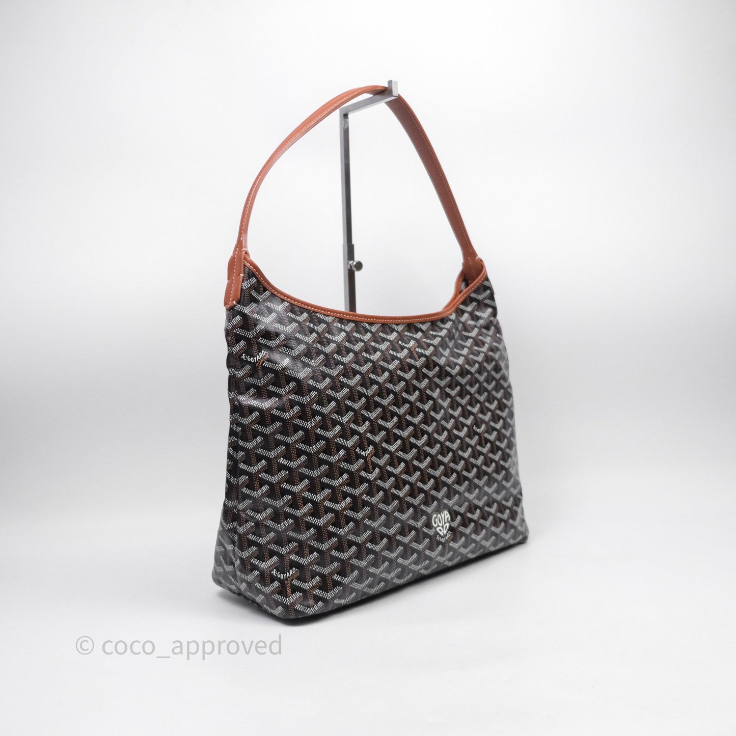 Goyard Bohème Hobo Bag PM Black/Tan Goyardine Canvas