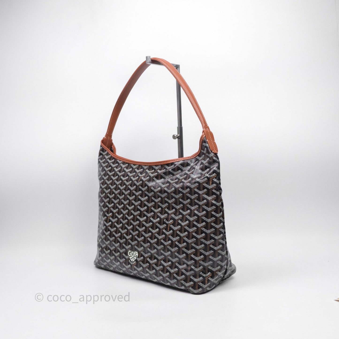 Goyard Bohème Hobo Bag PM Black/Tan Goyardine Canvas
