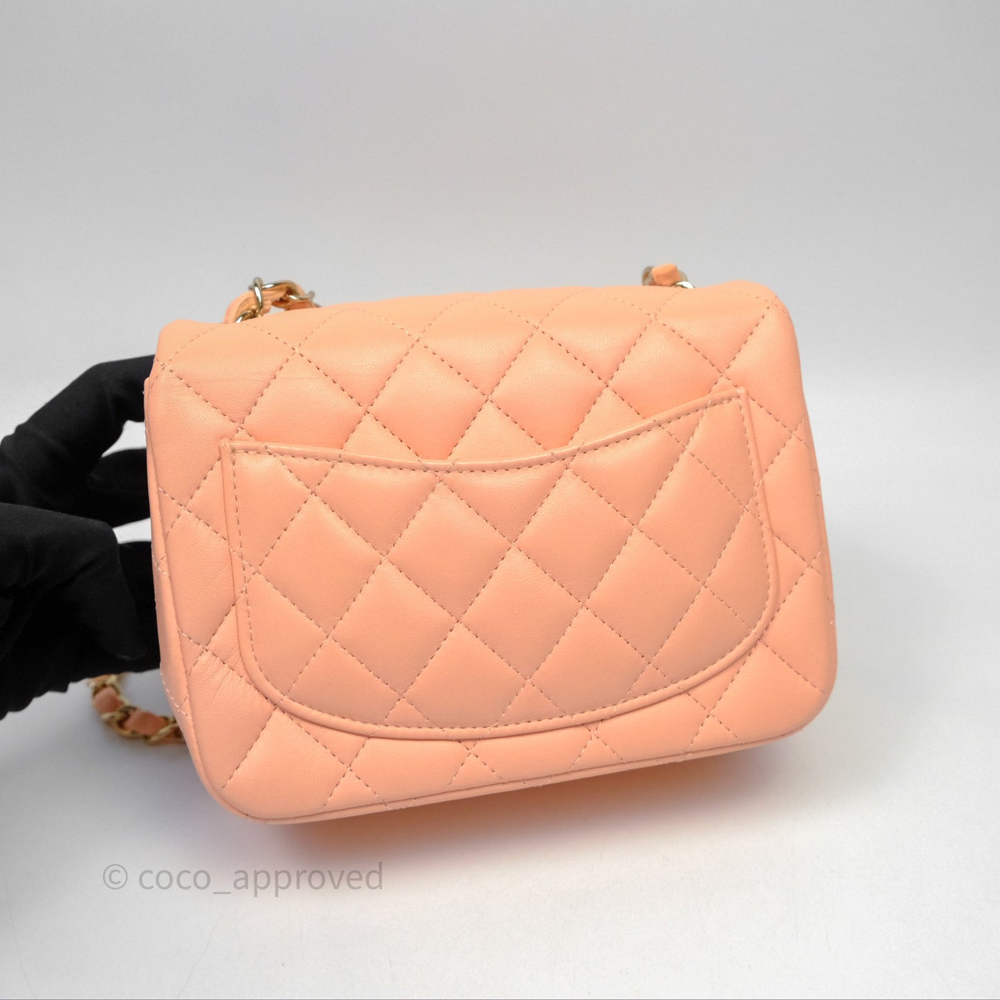 Chanel Mini Square Quilted Orange Claire Lambskin Gold Hardware