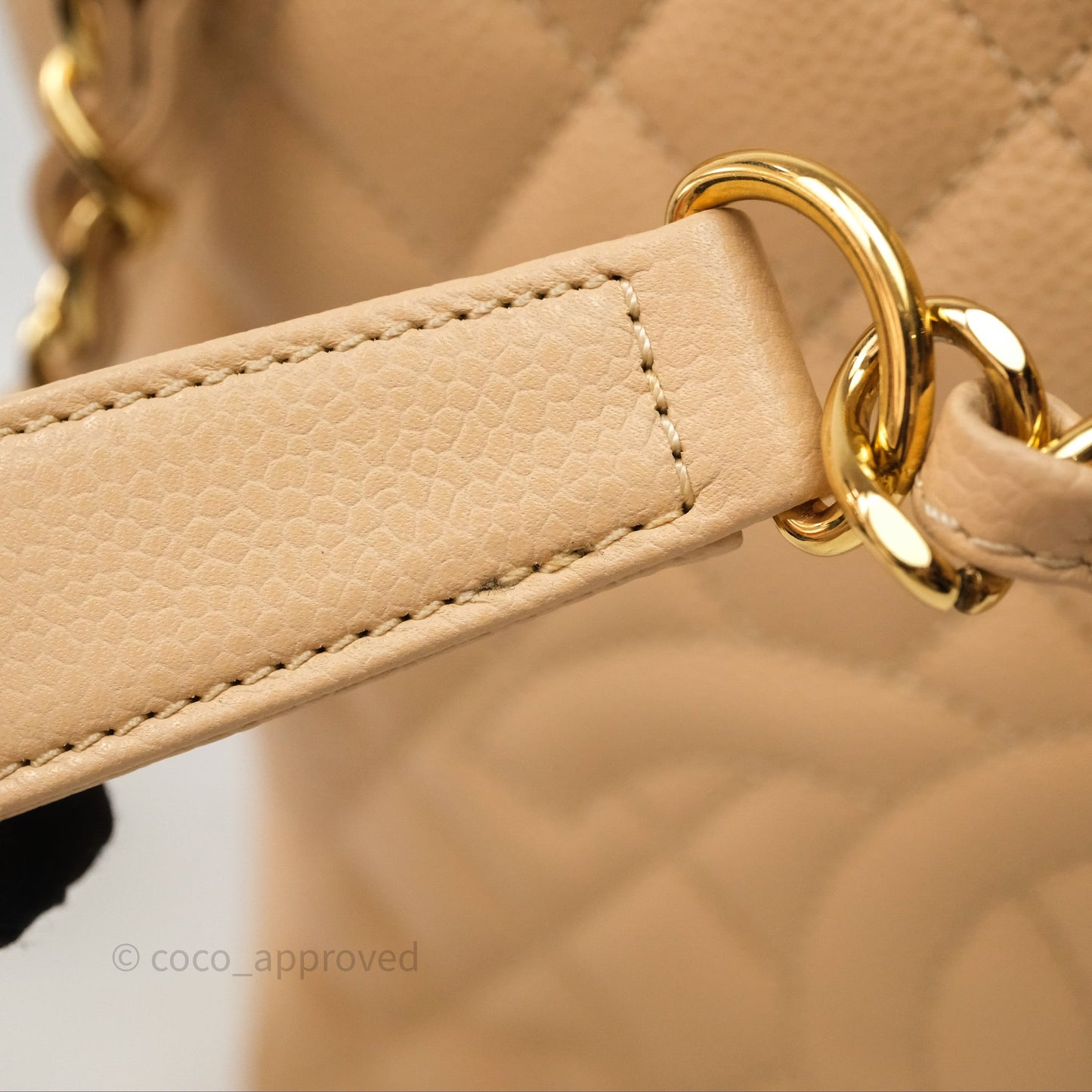 Chanel Vertical GST Beige Caviar Gold Hardware