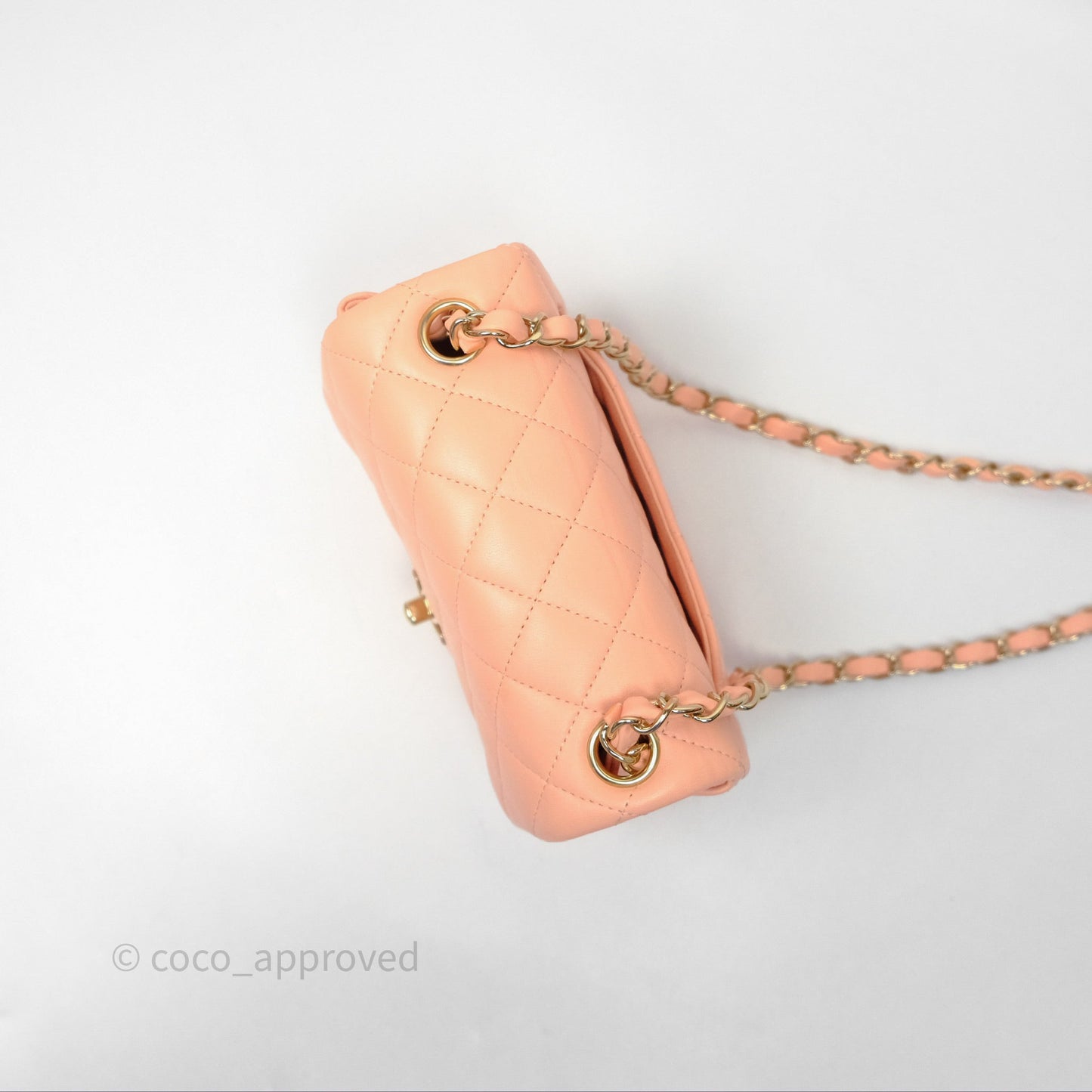 Chanel Mini Square Quilted Orange Claire Lambskin Gold Hardware