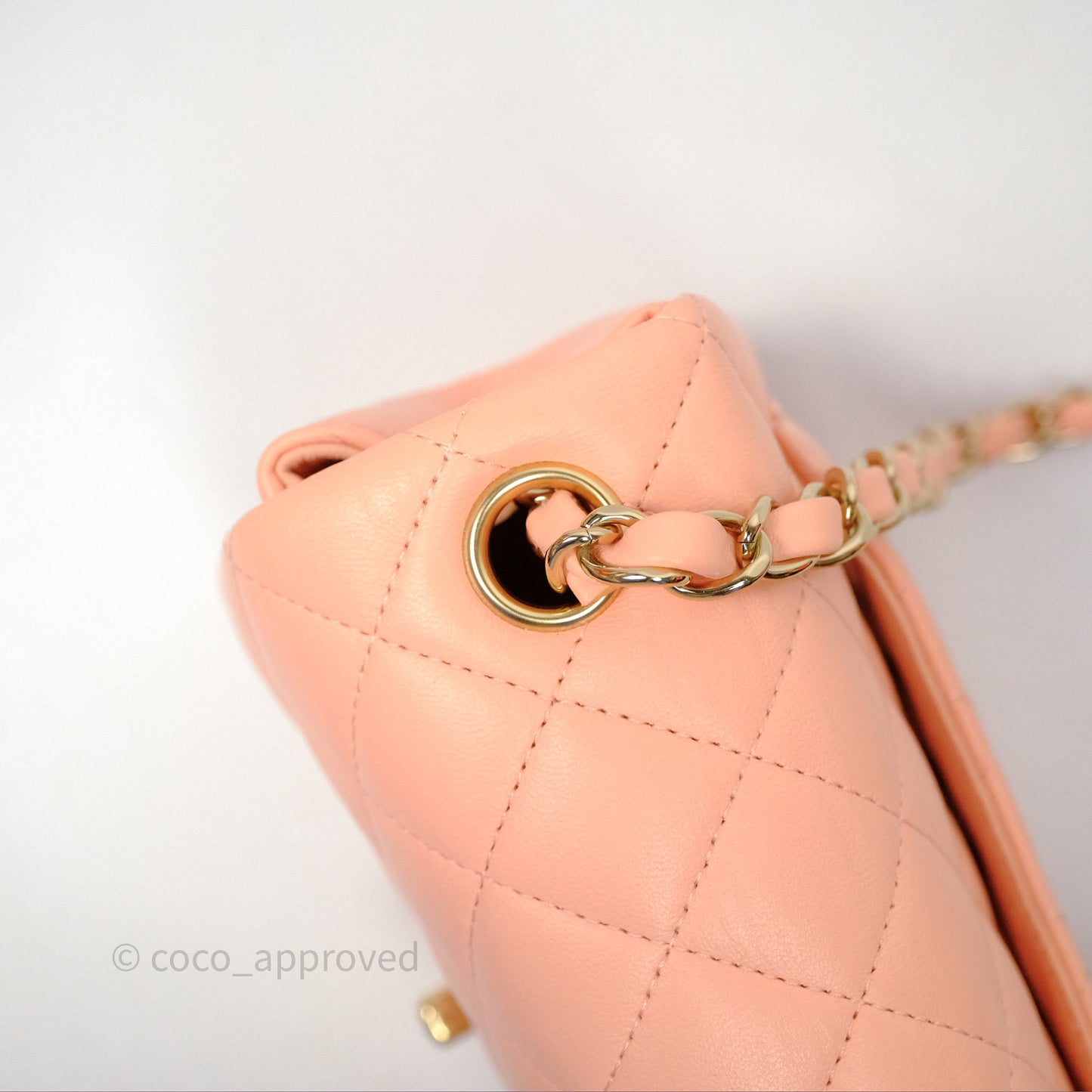 Chanel Mini Square Quilted Orange Claire Lambskin Gold Hardware
