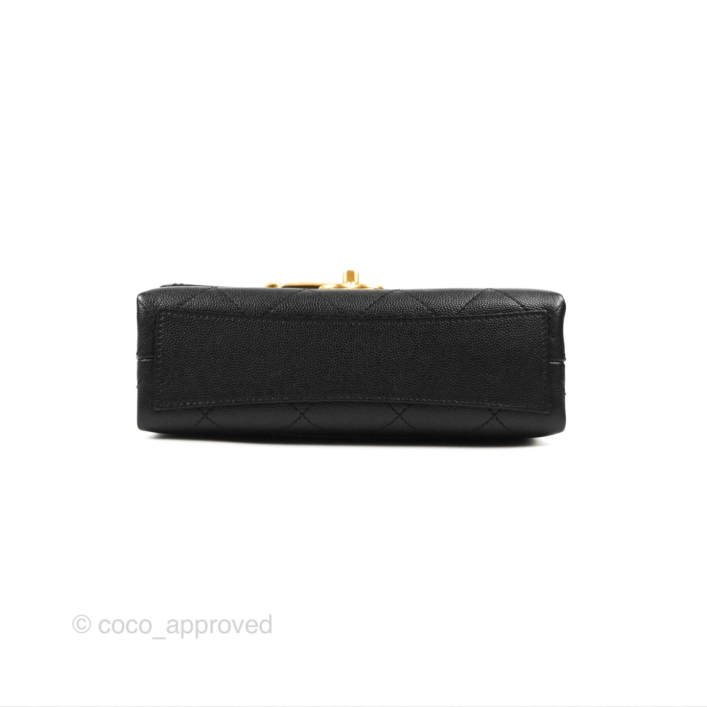 Chanel Mini Bracelet On Chain Flap Bag Flat Quilted Black Caviar Aged Gold Hardware