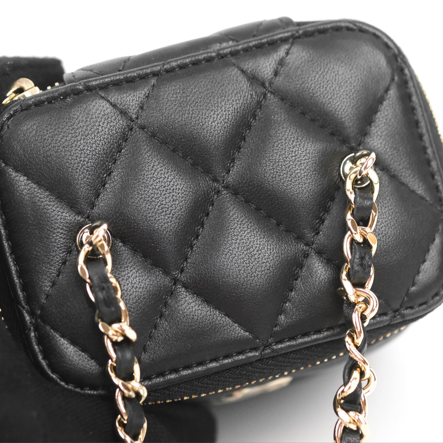Chanel Mini Ball Crush Vanity With Chain Black Lambskin Gold Hardware