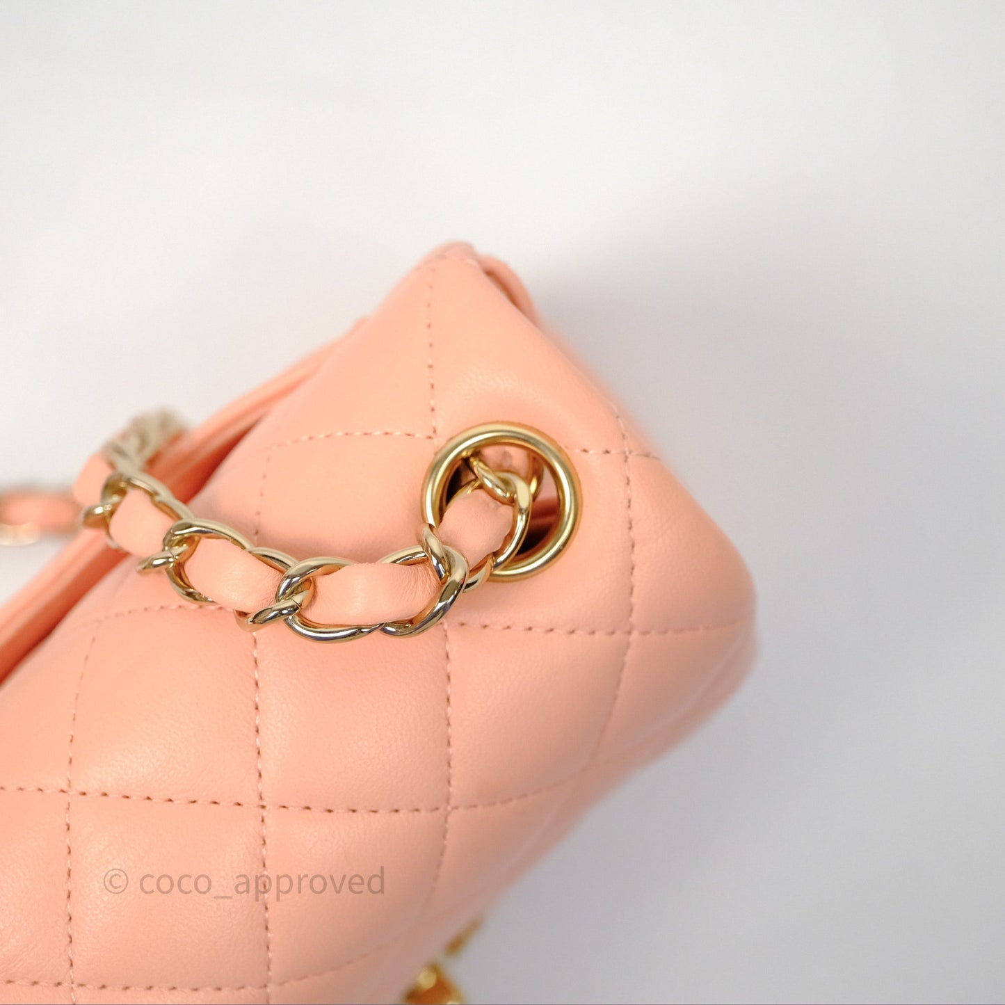 Chanel Mini Square Quilted Orange Claire Lambskin Gold Hardware