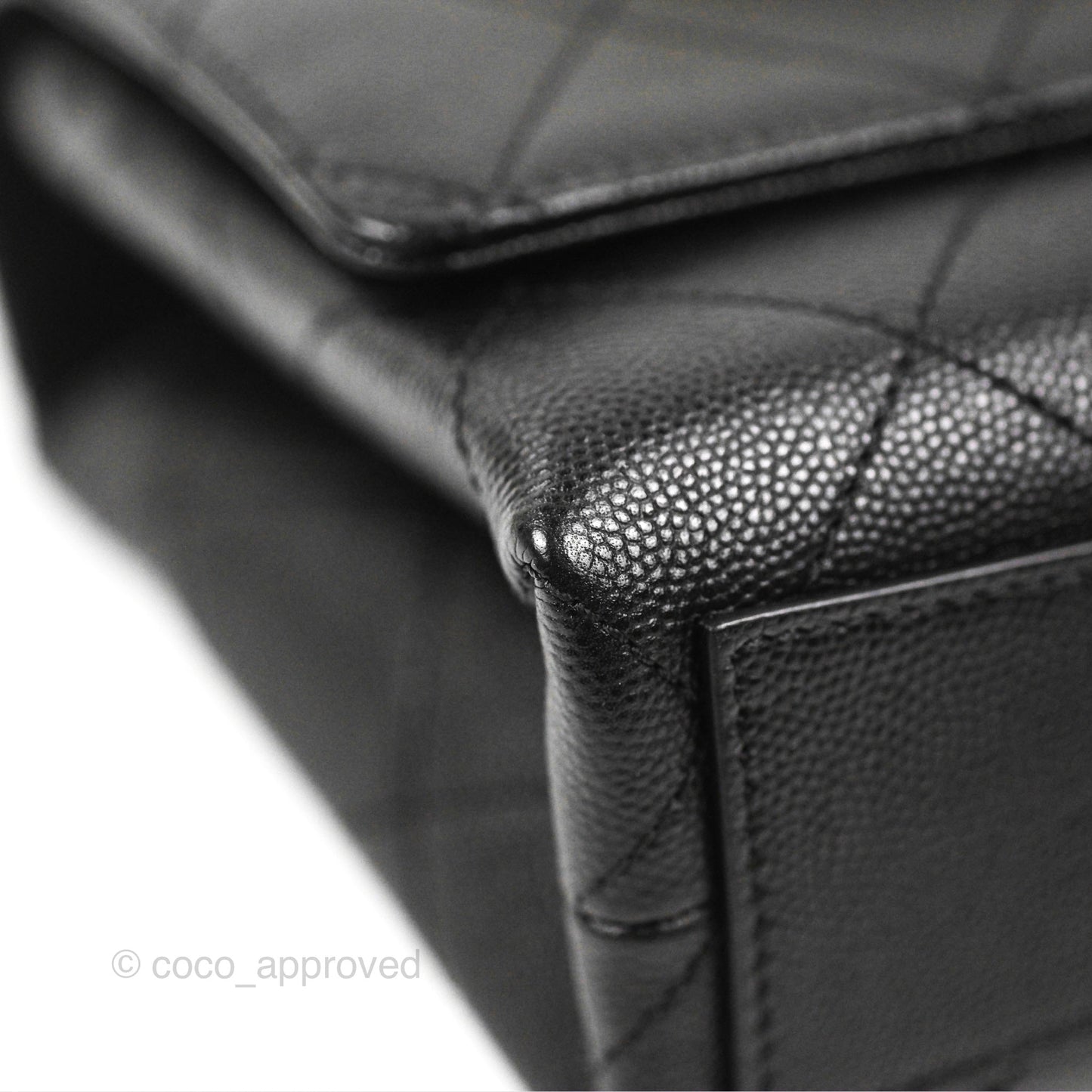 Chanel Mini Bracelet On Chain Flap Bag Flat Quilted Black Caviar Aged Gold Hardware