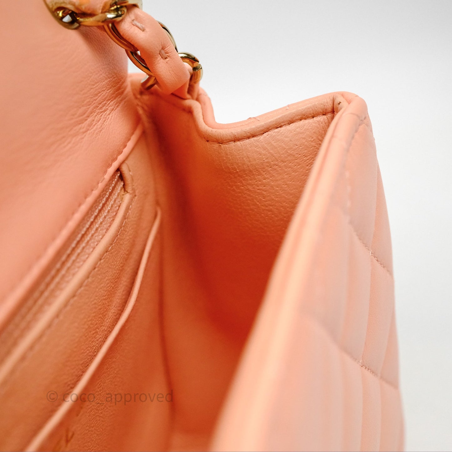 Chanel Mini Square Quilted Orange Claire Lambskin Gold Hardware
