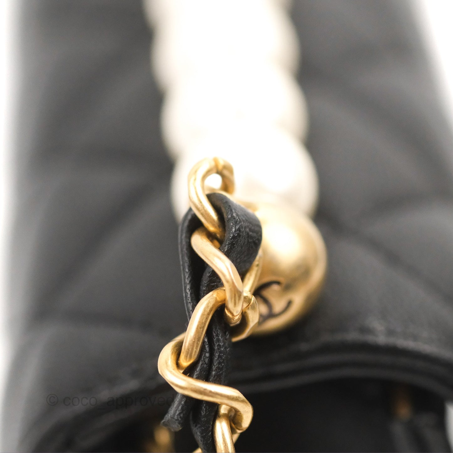 Chanel Small Quilted Chic Pearls Flap Black Goatskin Aged Gold Hardware