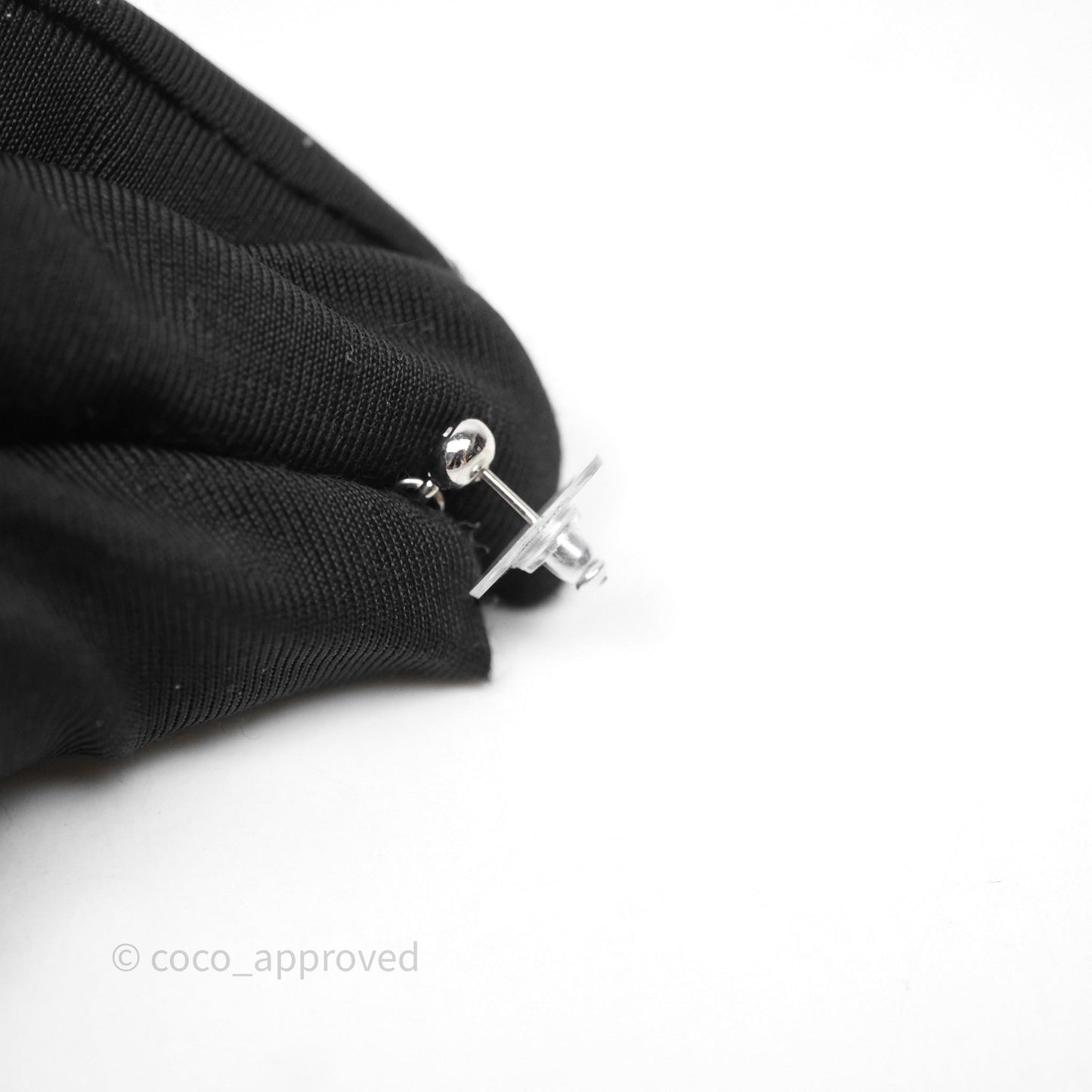 Chanel Resin Perfume Bottle Drop Earrings Black Silver Tone 15S