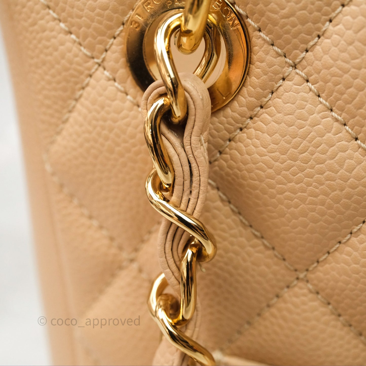 Chanel Vertical GST Beige Caviar Gold Hardware