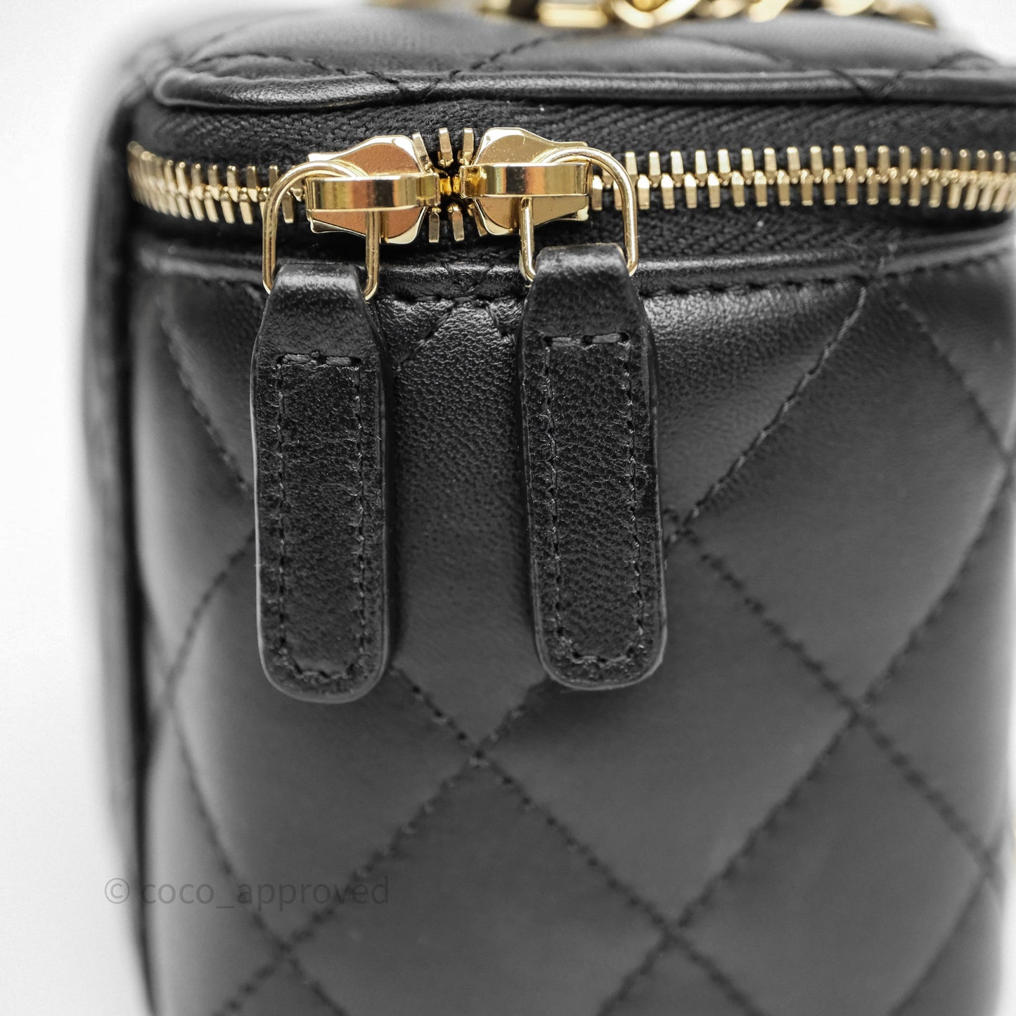 Chanel Vanity Rectangular Top Handle Black Lambskin Gold Hardware