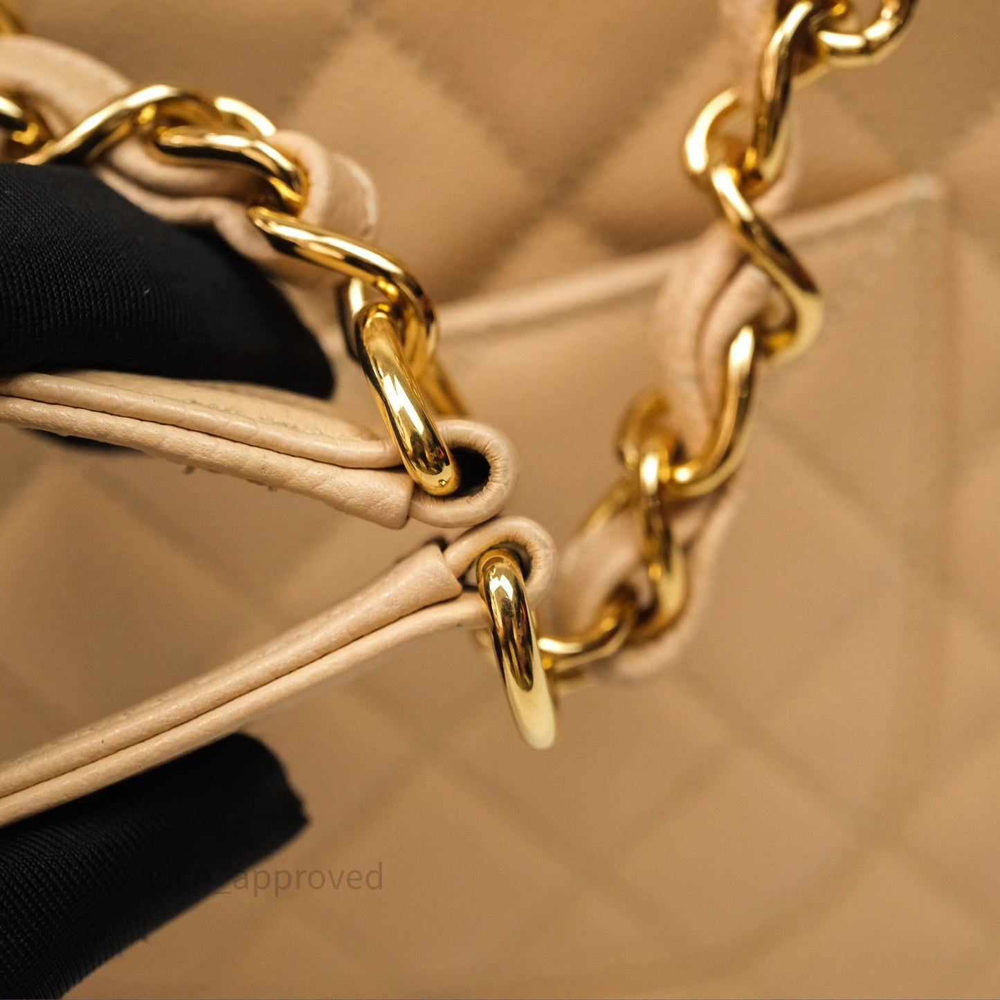 Chanel Vertical GST Beige Caviar Gold Hardware
