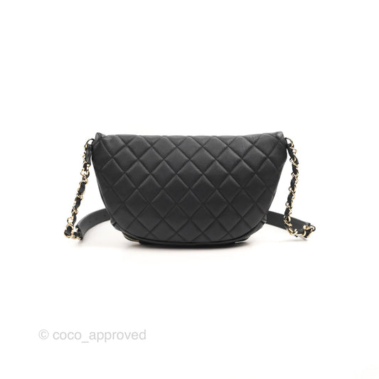 Chanel Quilted Business Affinity Waist Belt Bag Black Caviar Gold Hardware