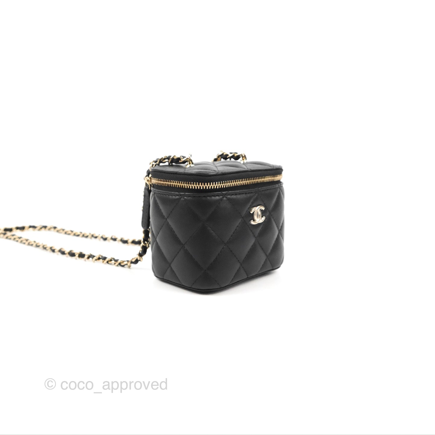 Chanel Mini Ball Crush Vanity With Chain Black Lambskin Gold Hardware