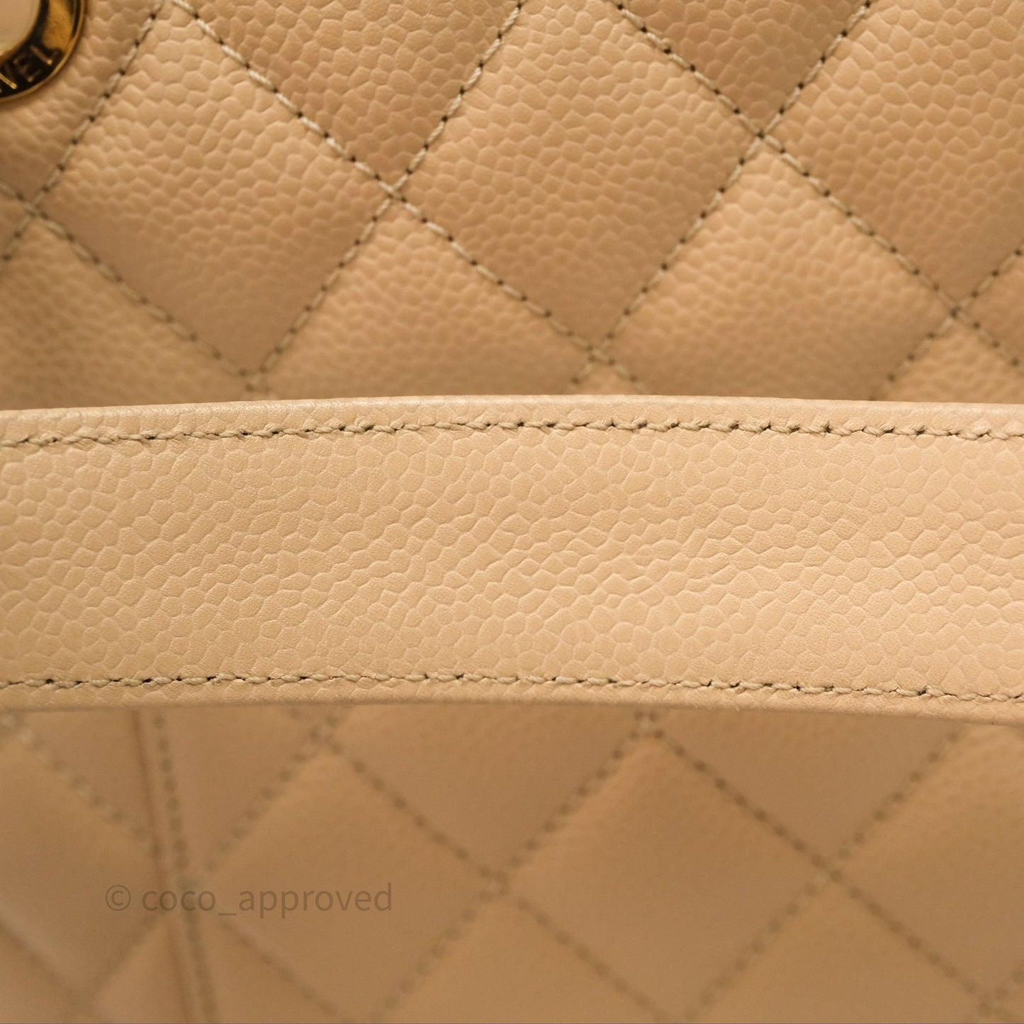 Chanel Vertical GST Beige Caviar Gold Hardware
