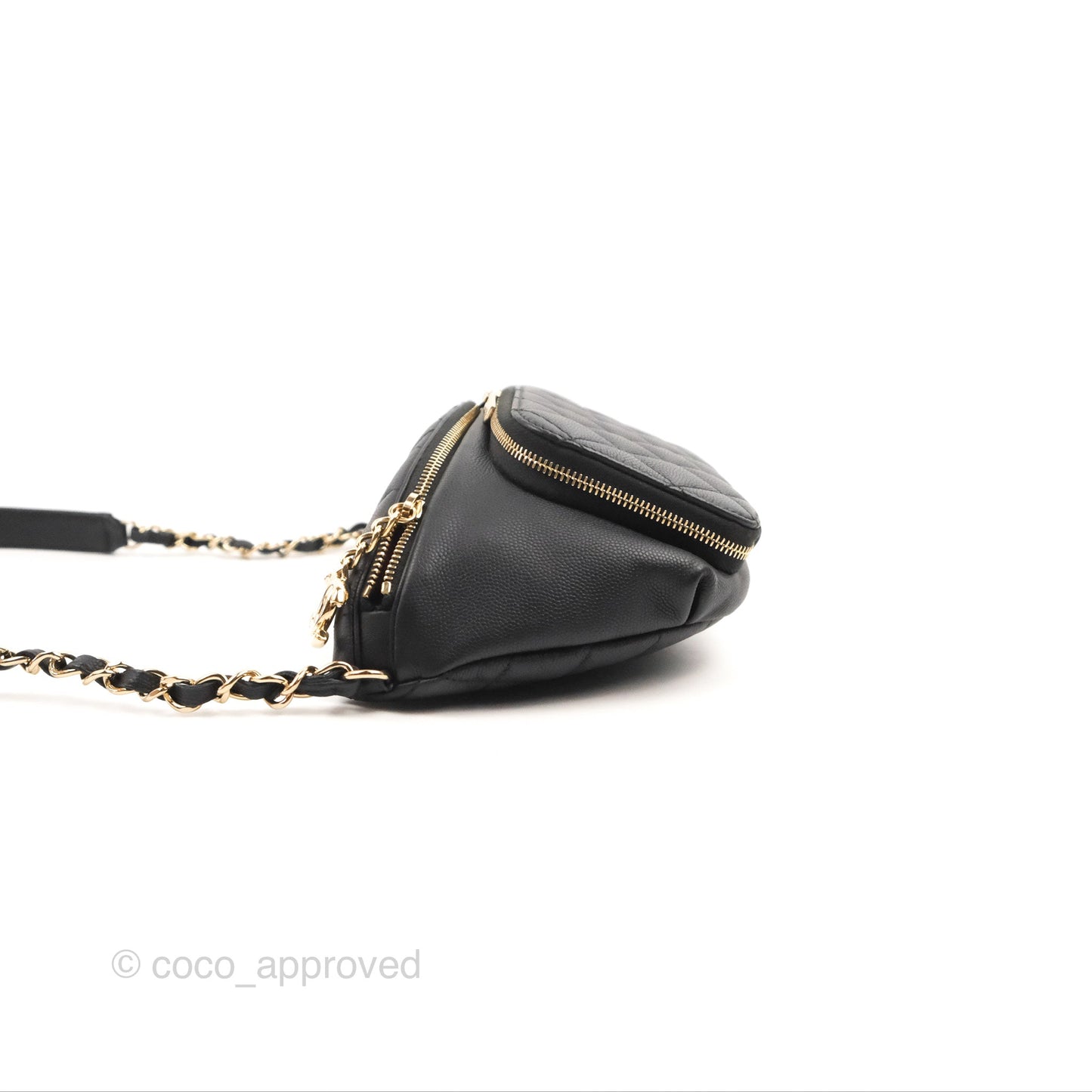 Chanel Quilted Business Affinity Waist Belt Bag Black Caviar Gold Hardware