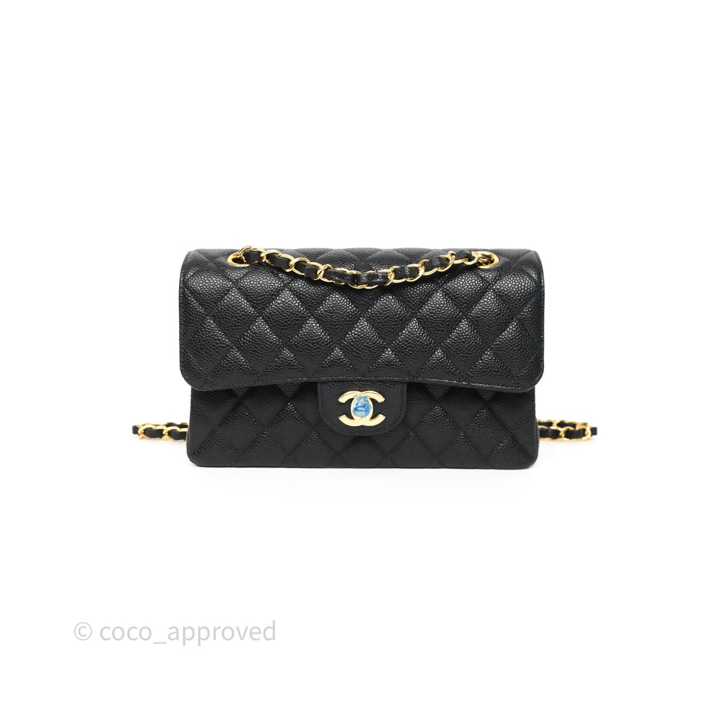 Chanel Small Classic Flap Quilted Black Caviar Gold Hardware