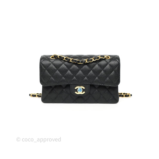 Chanel Small Classic Flap Quilted Black Caviar Gold Hardware