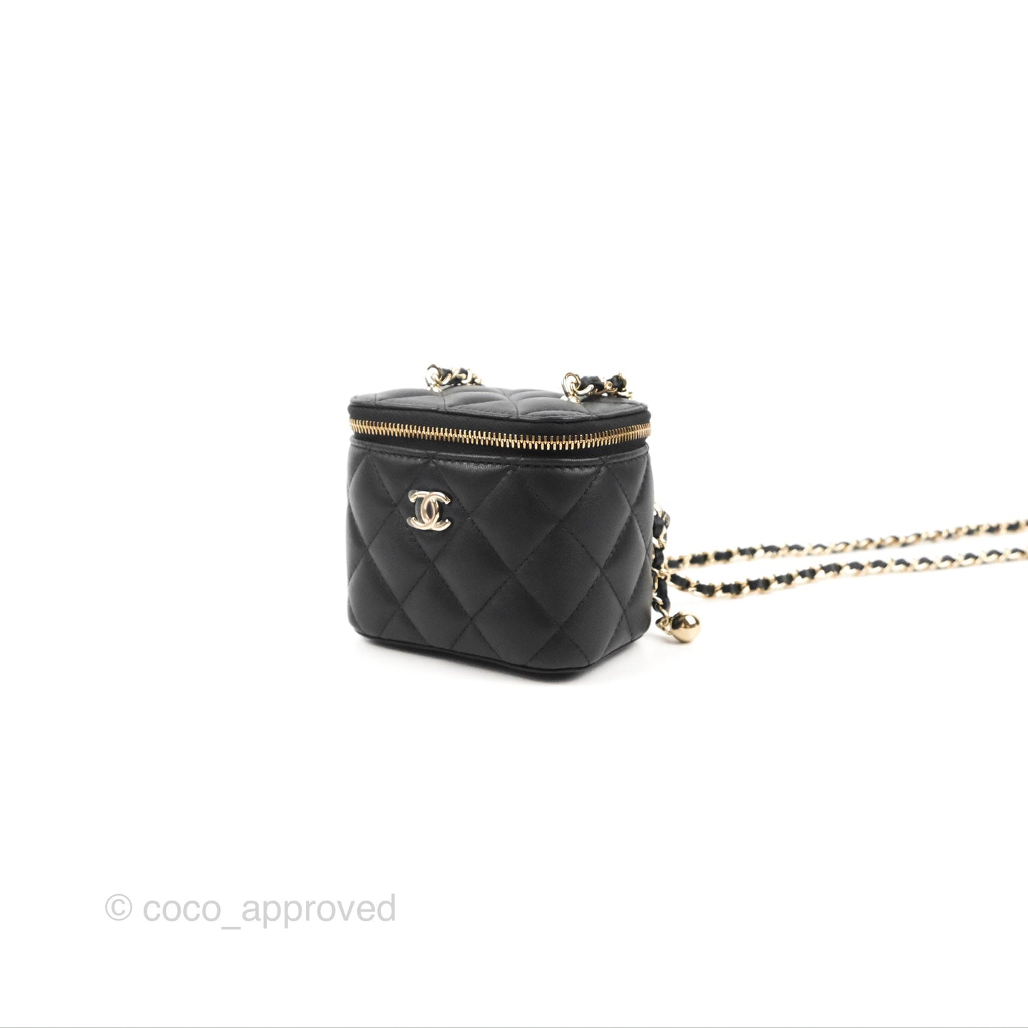 Chanel Mini Ball Crush Vanity With Chain Black Lambskin Gold Hardware