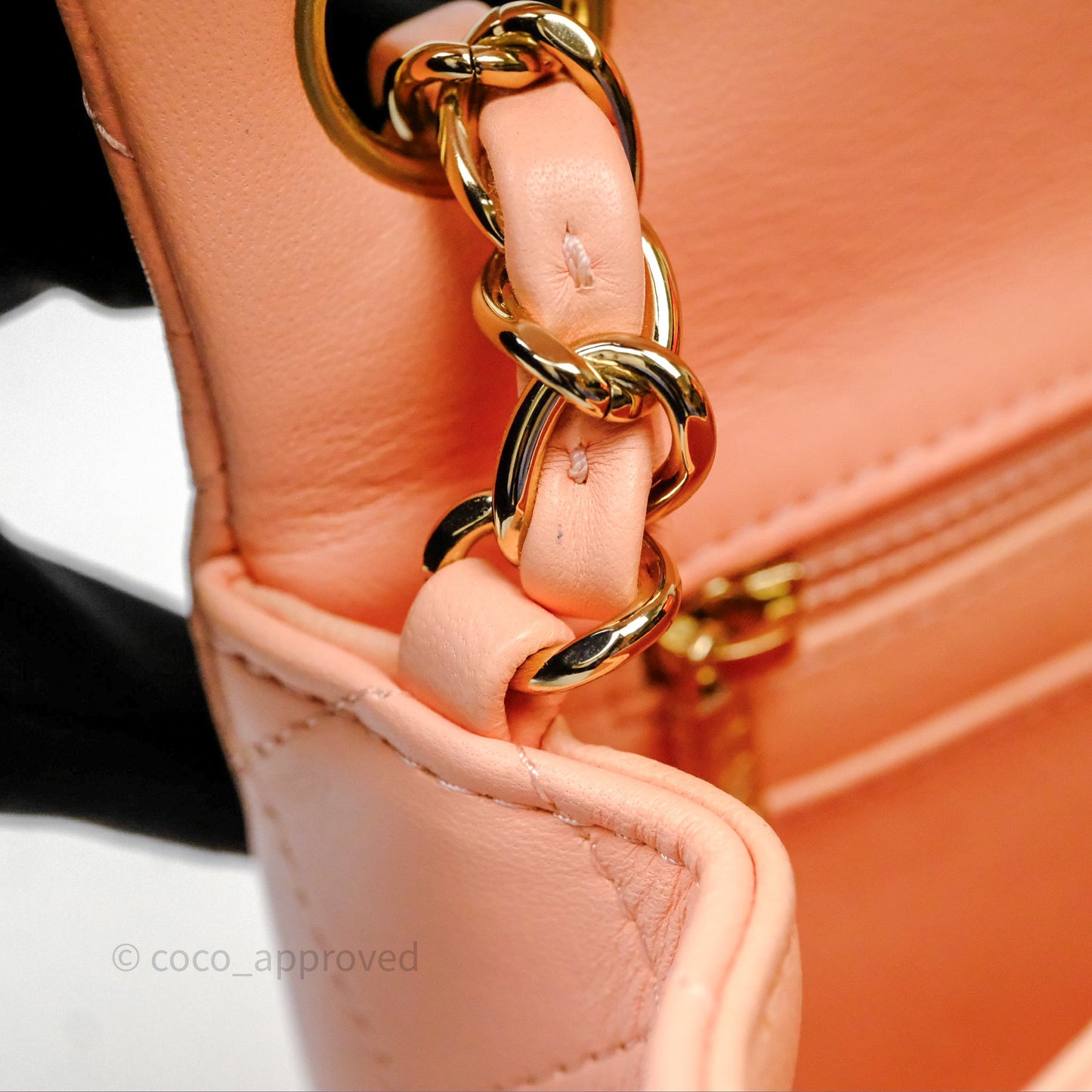 Chanel Mini Square Quilted Orange Claire Lambskin Gold Hardware