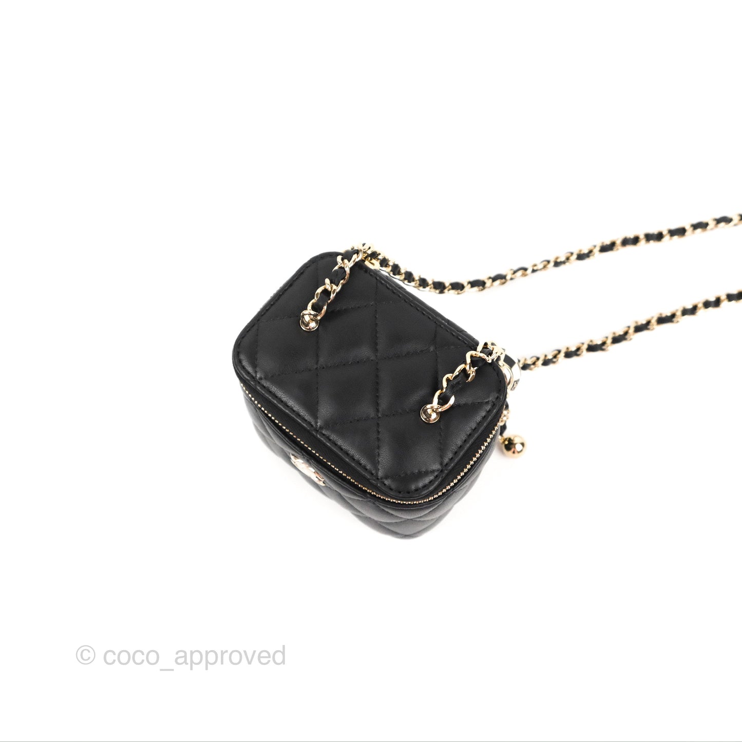 Chanel Mini Ball Crush Vanity With Chain Black Lambskin Gold Hardware