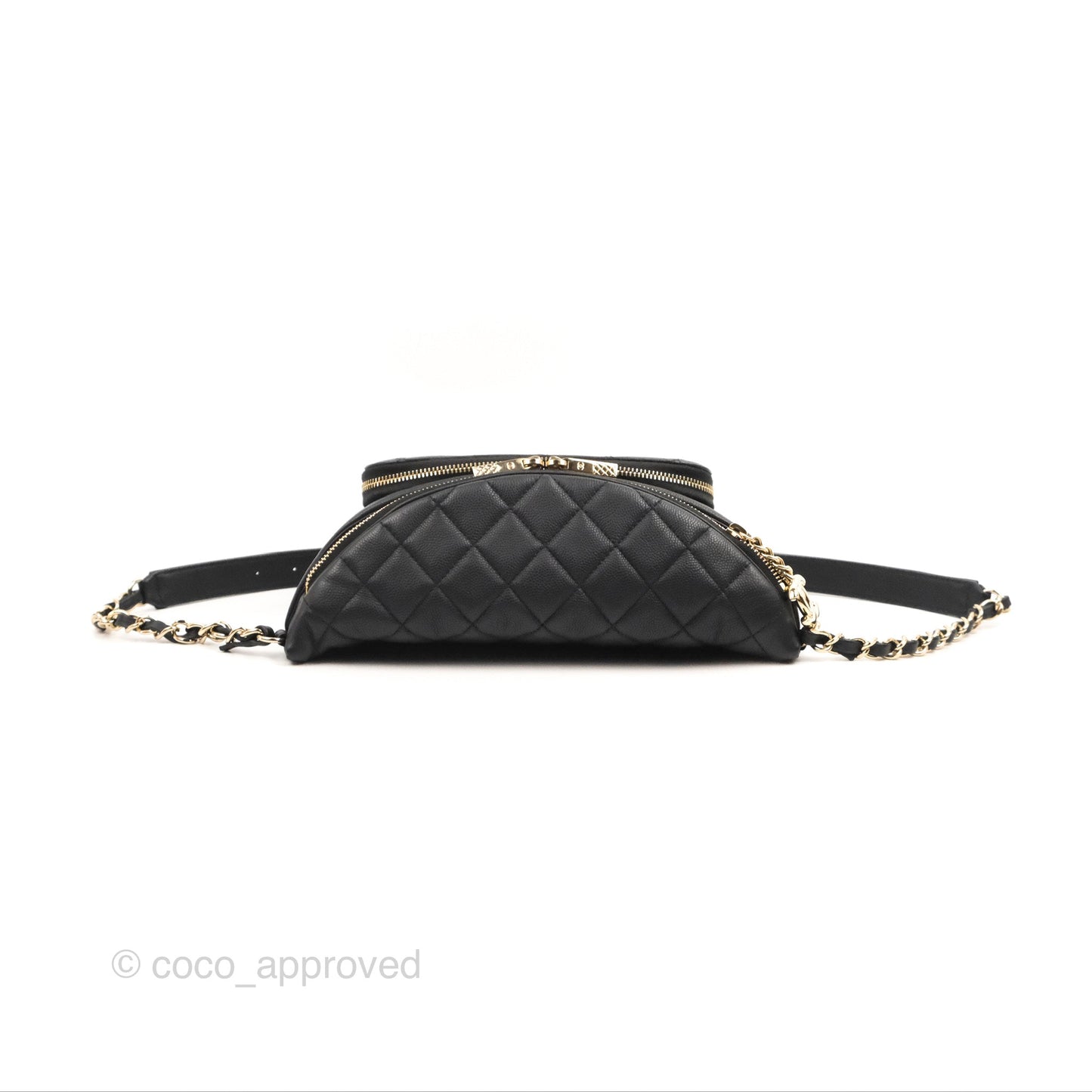 Chanel Quilted Business Affinity Waist Belt Bag Black Caviar Gold Hardware