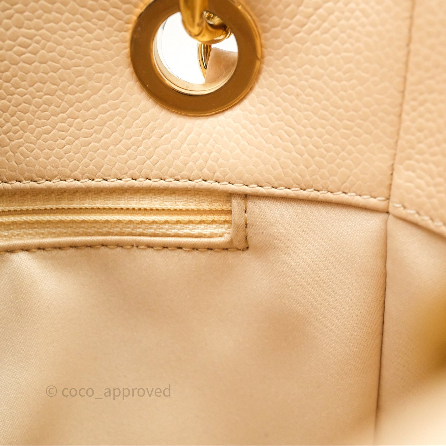 Chanel Vertical GST Beige Caviar Gold Hardware