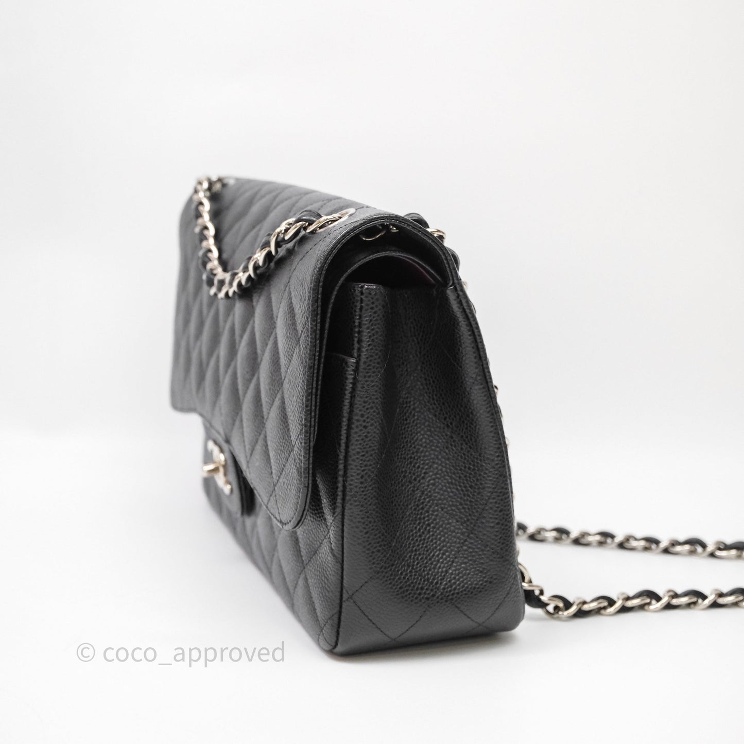 Chanel Jumbo Double Flap Black Caviar Silver Hardware⁣⁣