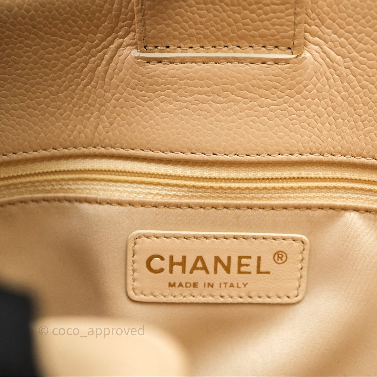Chanel Vertical GST Beige Caviar Gold Hardware