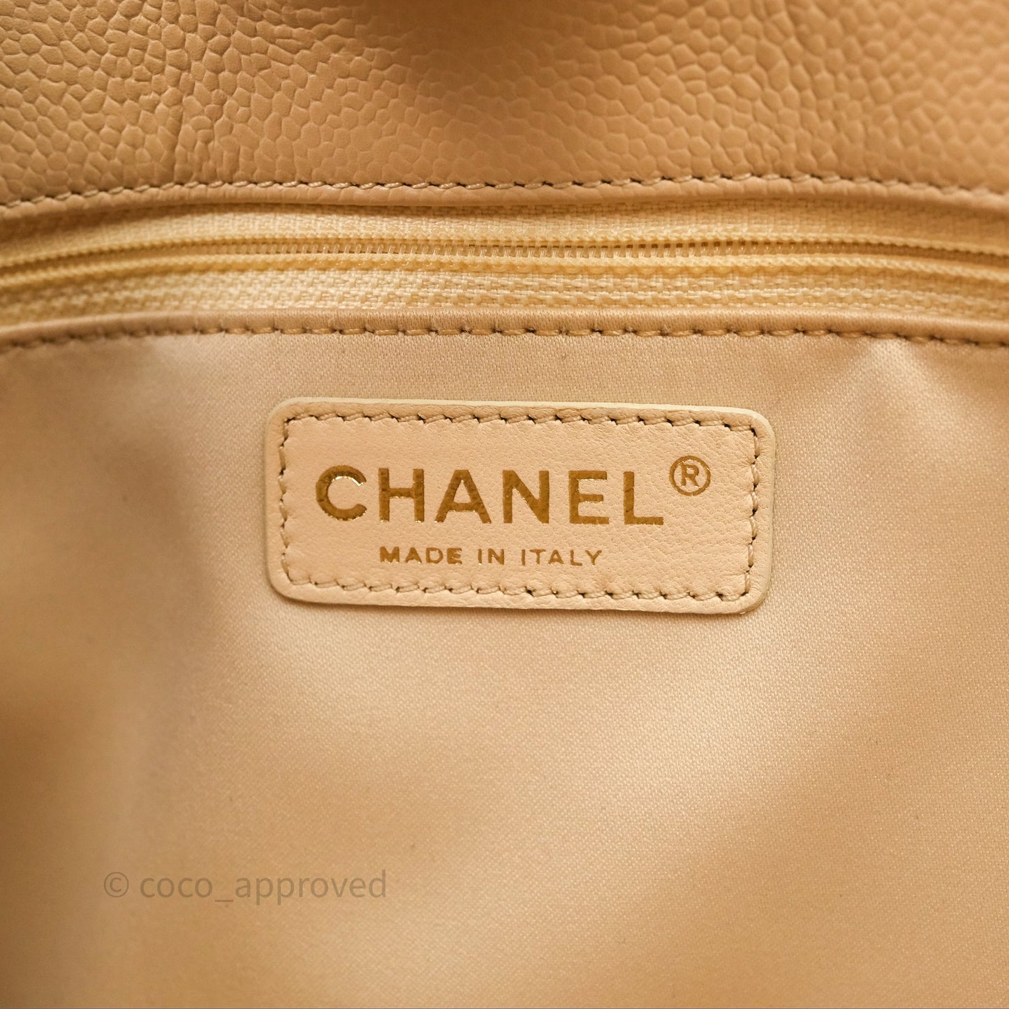 Chanel Vertical GST Beige Caviar Gold Hardware