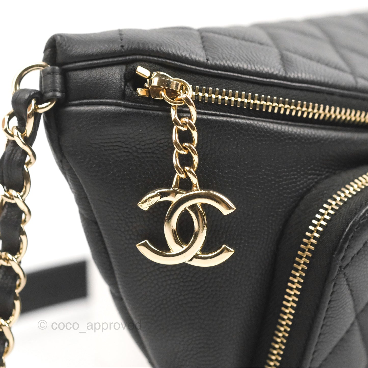 Chanel Quilted Business Affinity Waist Belt Bag Black Caviar Gold Hardware
