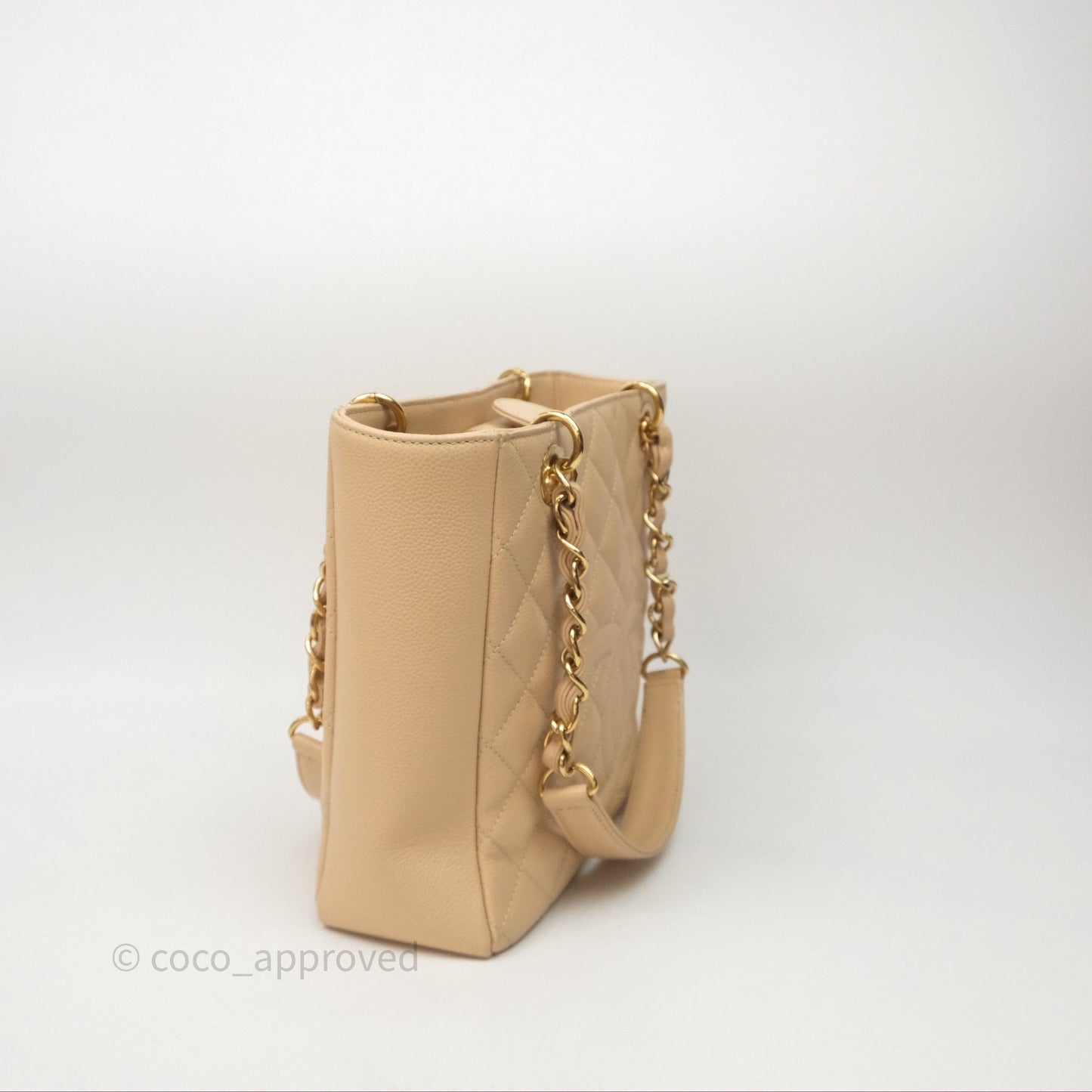 Chanel Vertical GST Beige Caviar Gold Hardware