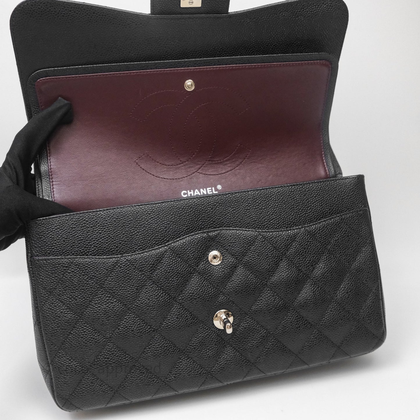 Chanel Jumbo Double Flap Black Caviar Silver Hardware⁣⁣