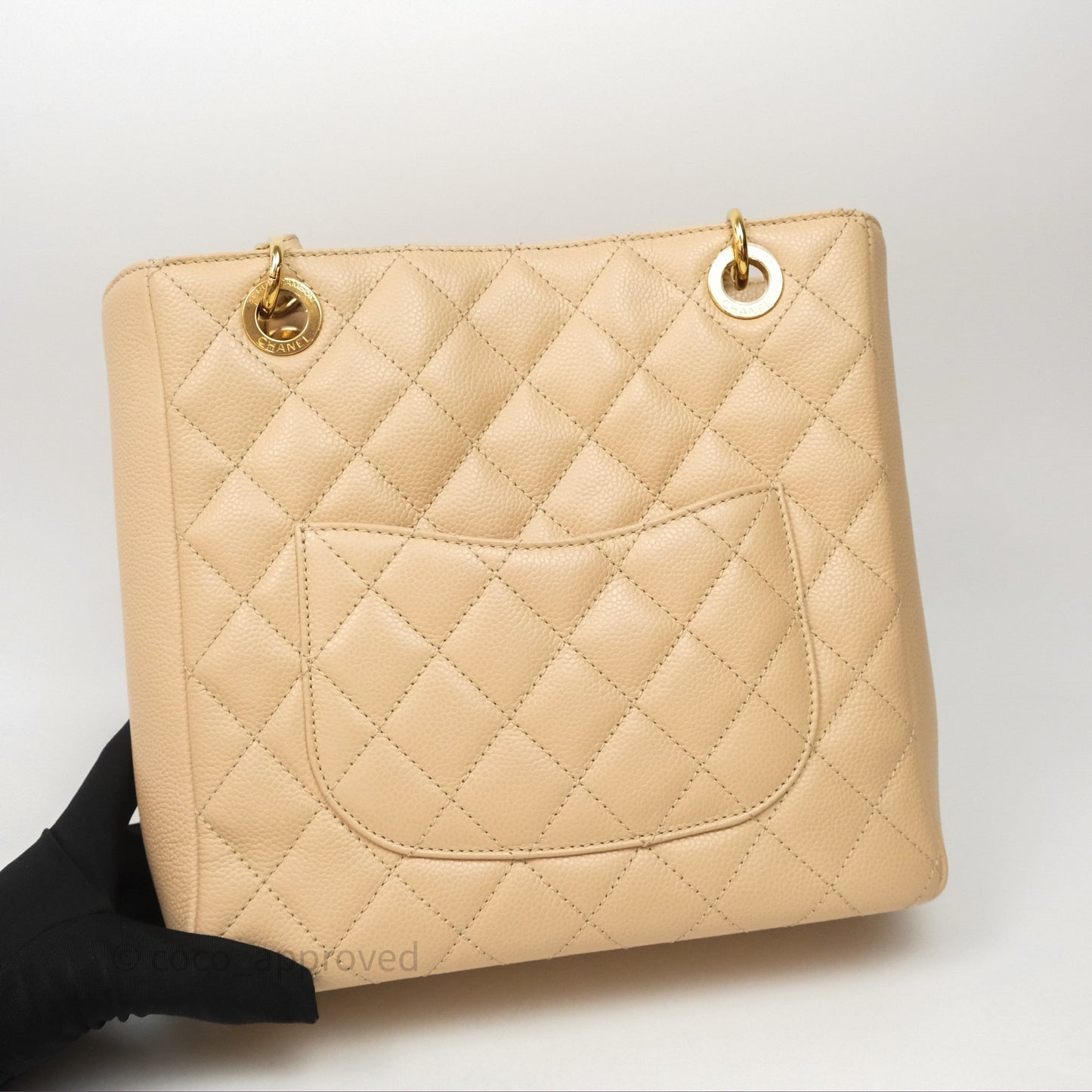 Chanel Vertical GST Beige Caviar Gold Hardware