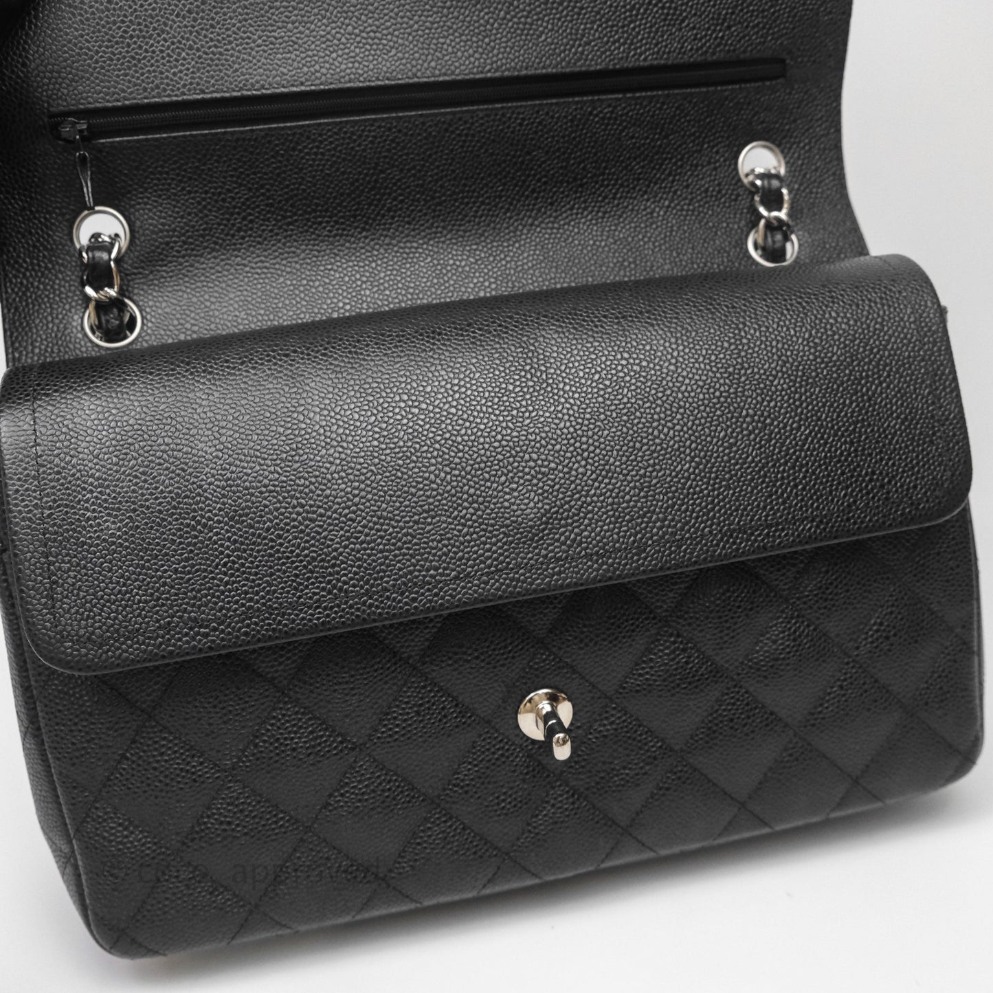 Chanel Jumbo Double Flap Black Caviar Silver Hardware⁣⁣