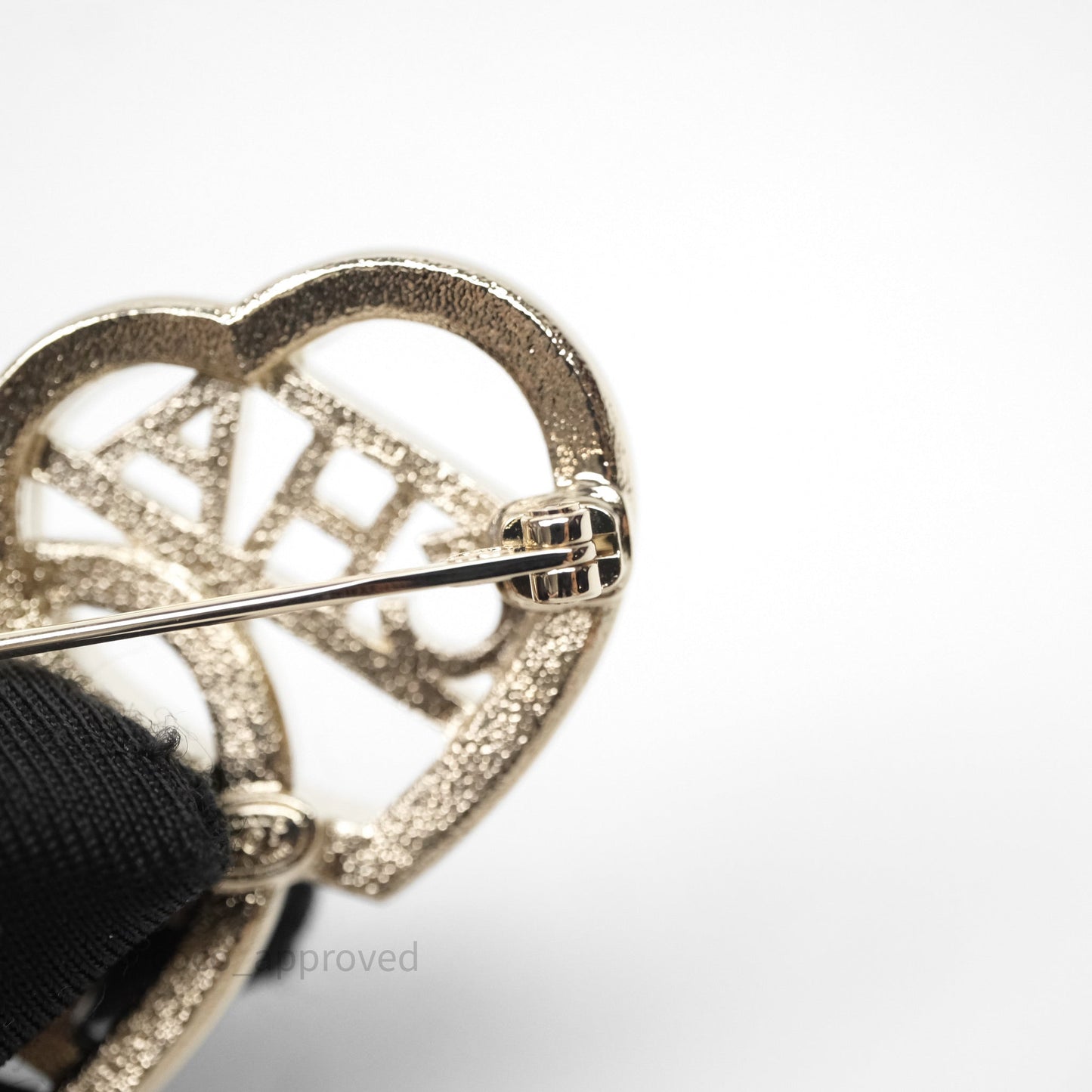 Chanel Crystal Heart Logo CC Brooch Gold Tone 23B