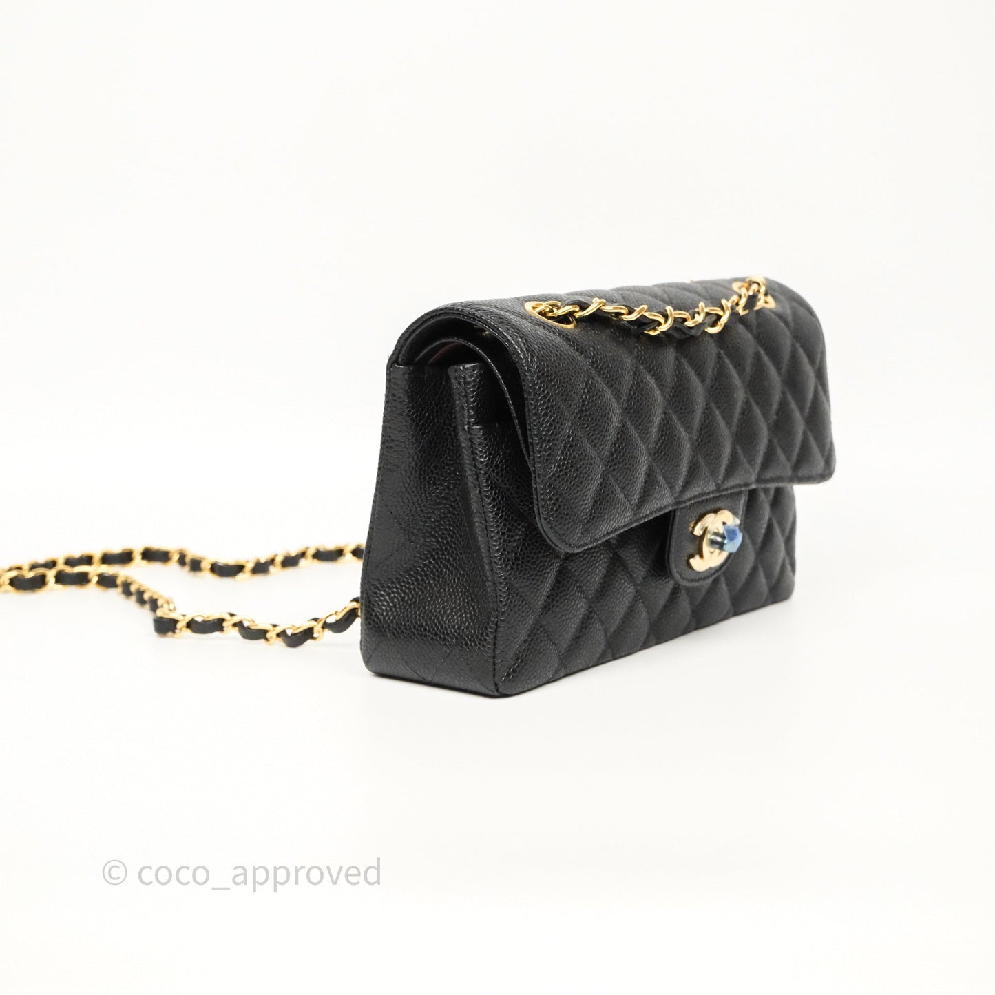 Chanel Small Classic Flap Quilted Black Caviar Gold Hardware