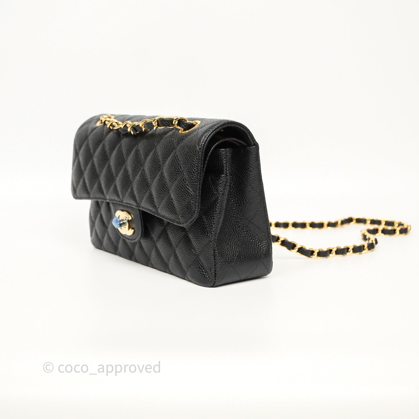 Chanel Small Classic Flap Quilted Black Caviar Gold Hardware