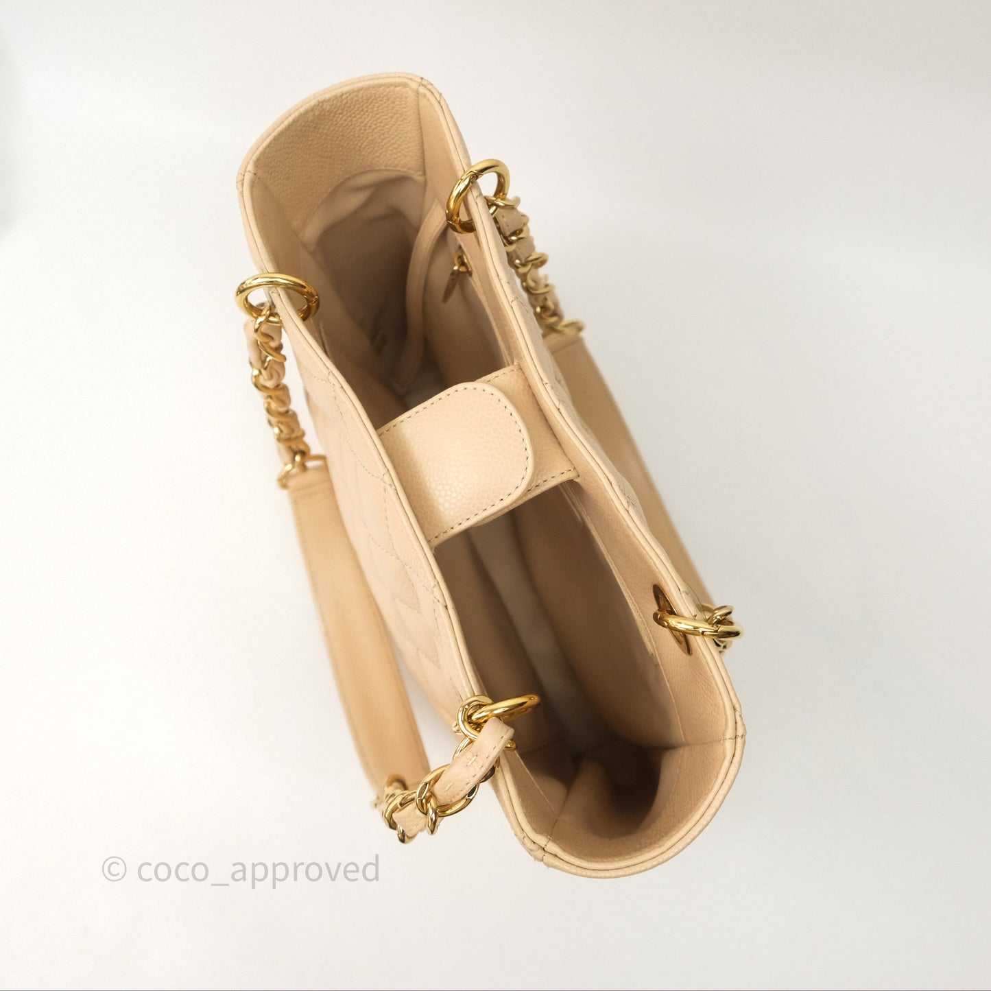 Chanel Vertical GST Beige Caviar Gold Hardware