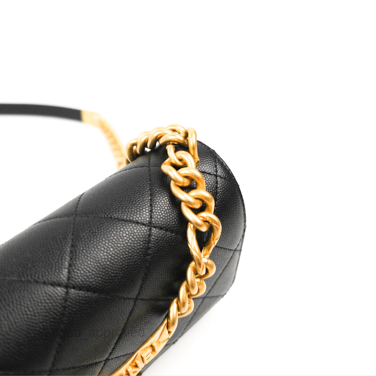 Chanel Mini Bracelet On Chain Flap Bag Flat Quilted Black Caviar Aged Gold Hardware