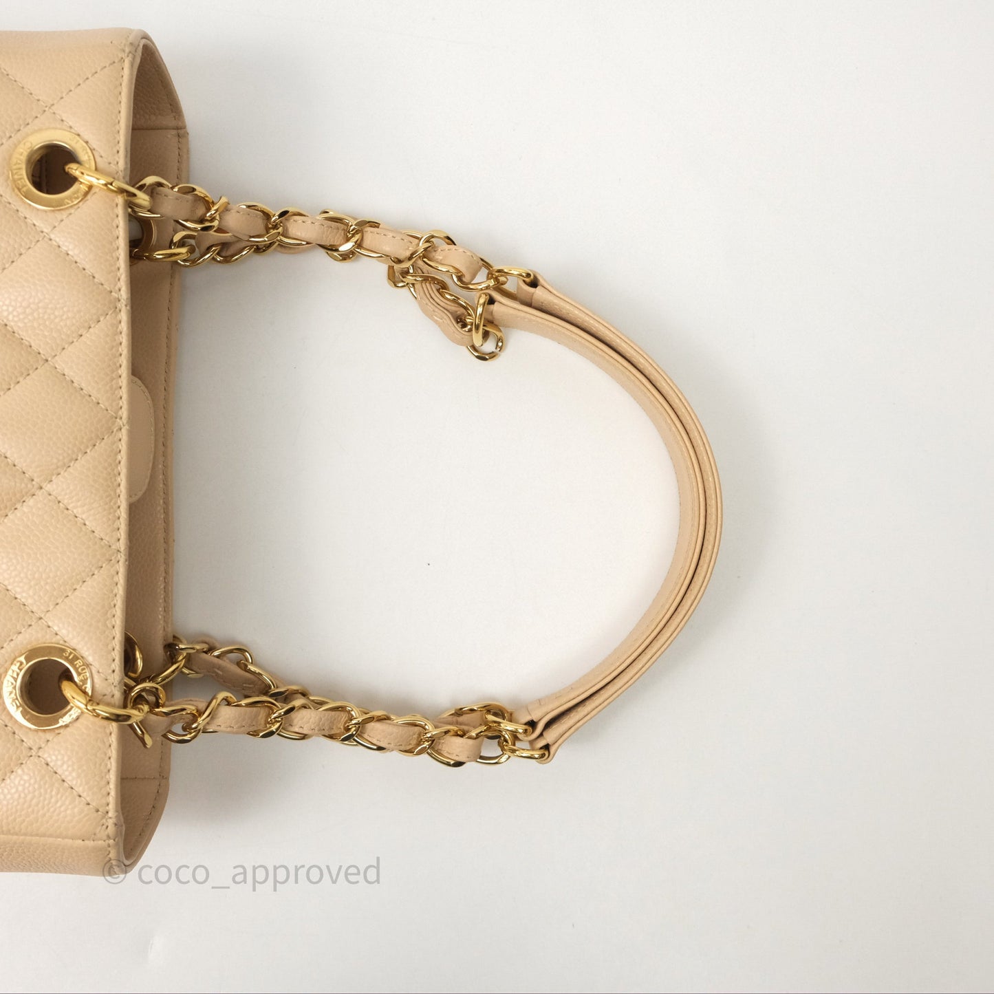Chanel Vertical GST Beige Caviar Gold Hardware