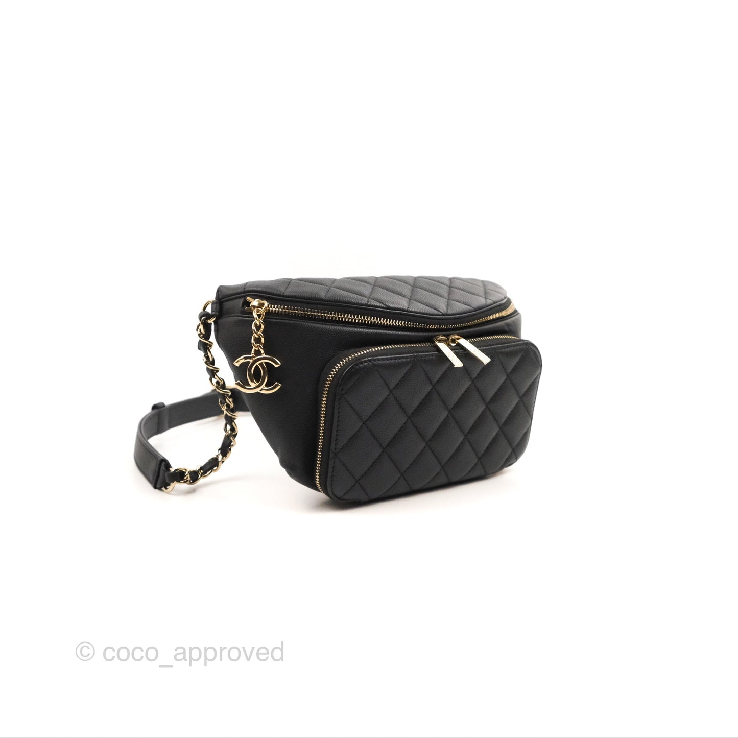 Chanel Quilted Business Affinity Waist Belt Bag Black Caviar Gold Hardware