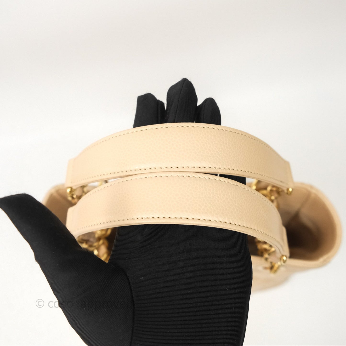 Chanel Vertical GST Beige Caviar Gold Hardware