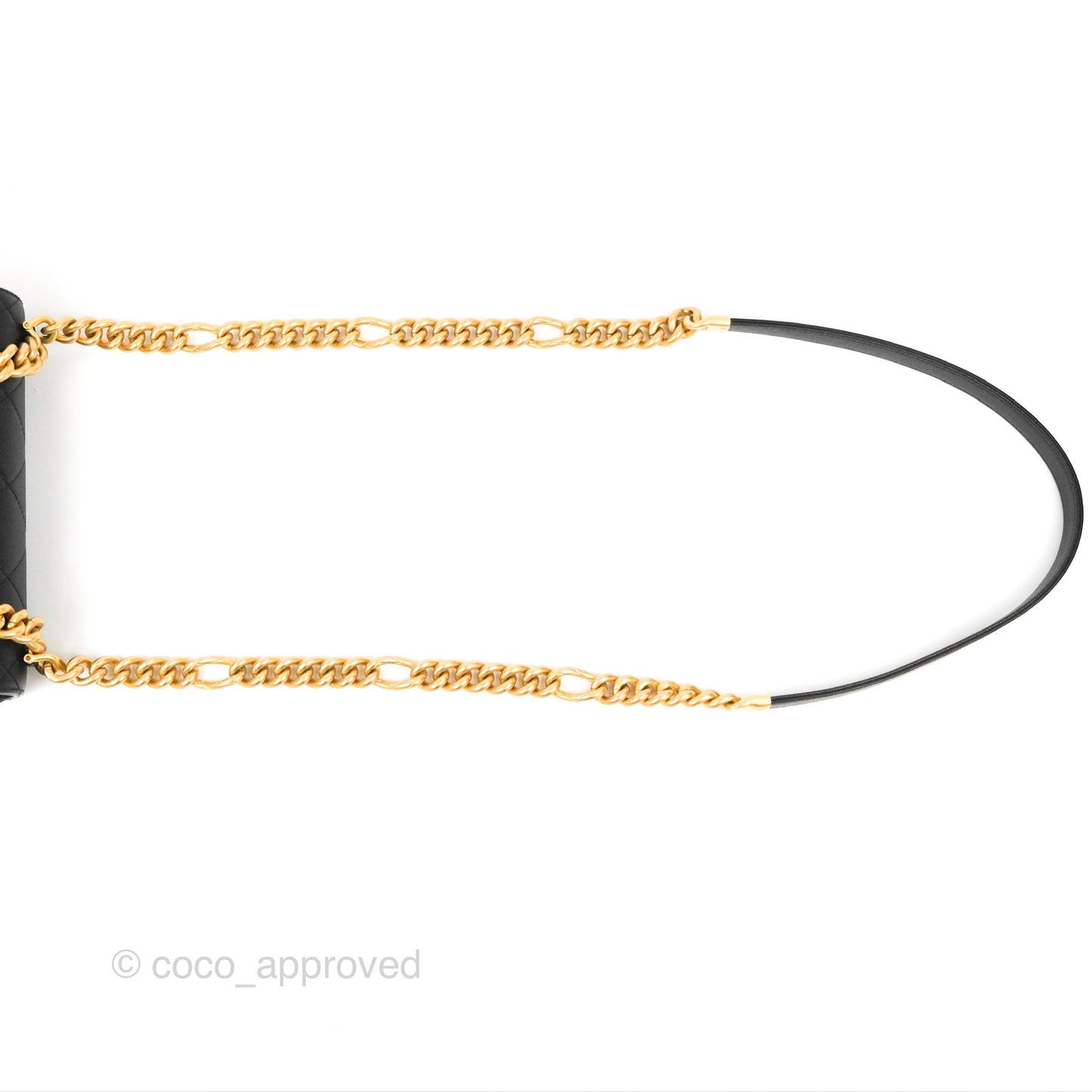 Chanel Mini Bracelet On Chain Flap Bag Flat Quilted Black Caviar Aged Gold Hardware