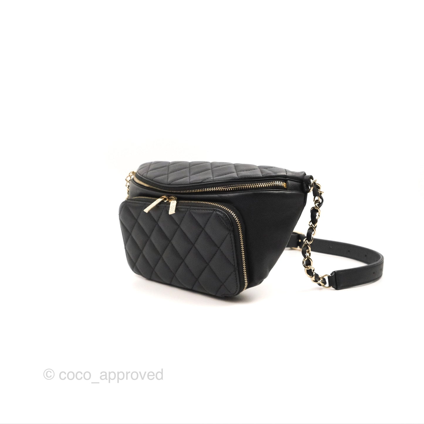 Chanel Quilted Business Affinity Waist Belt Bag Black Caviar Gold Hardware
